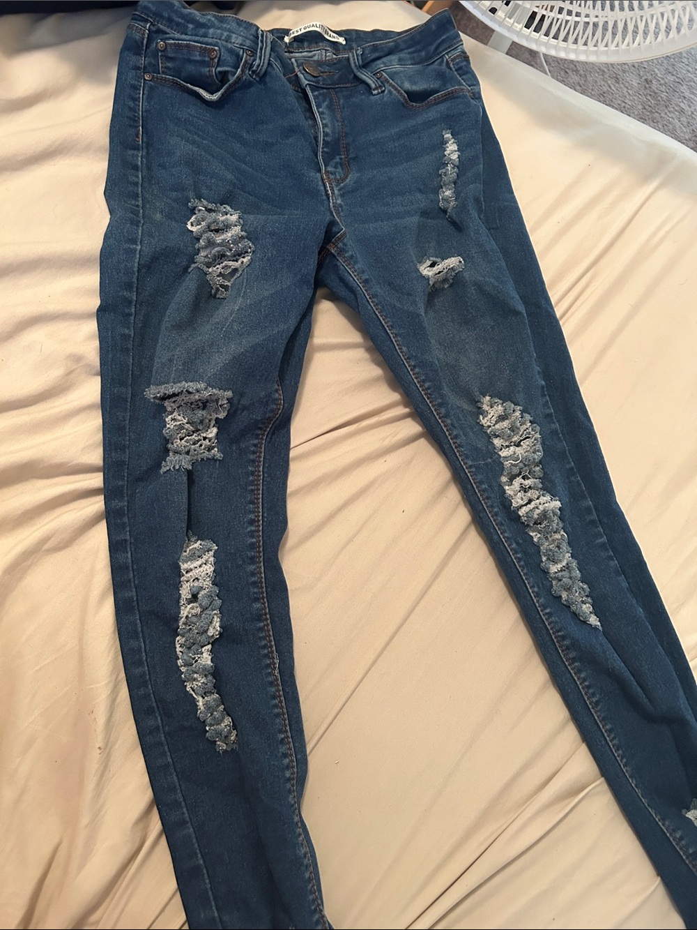 Dark Blue Distressed Skinny Jeans for Women
